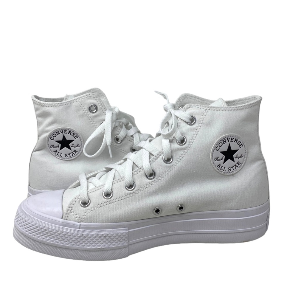 Converse Ctas Lift Platform White For Women Canvas Shoes High Custom 173149CWWWW - Picture 3 of 8